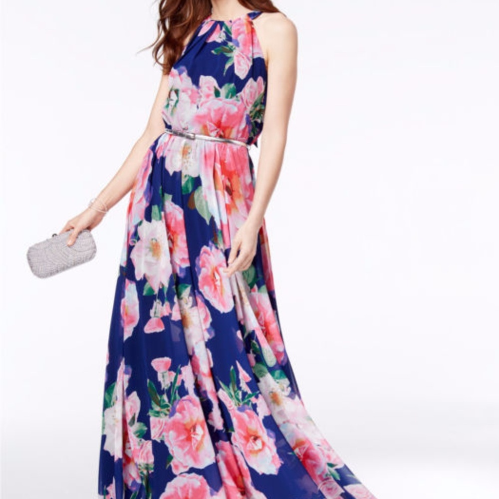 INC International Concepts Floral Maxi Dress - Blue and Pink